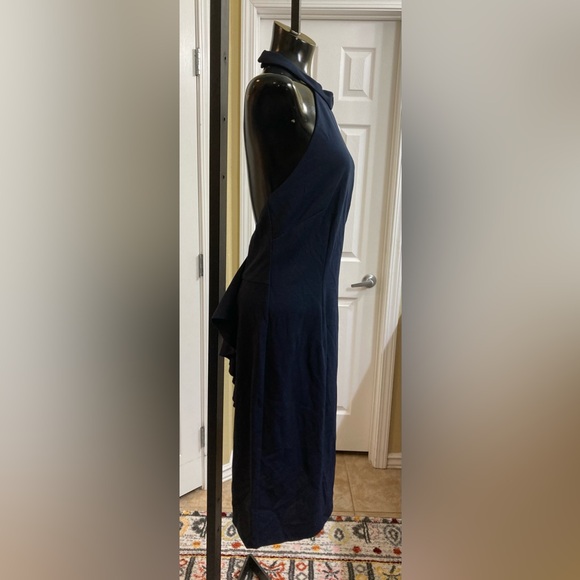 NWT New Alex & Eve Ruffled-Back Sheath Halter Dress Navy Size 10 - Picture 6 of 14
